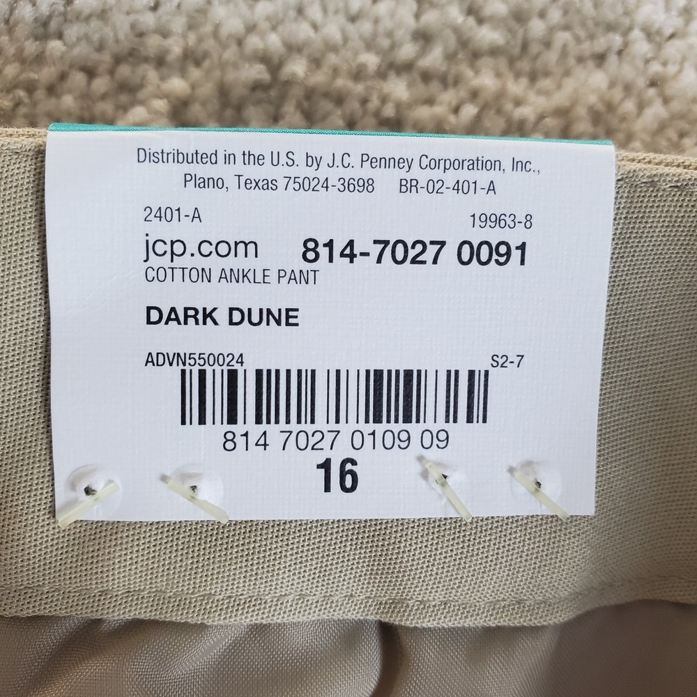 Liz Claiborne Emma Ankle Pants Size 16 SLIM Straight Leg Tan NWTGS - Picture 10 of 15